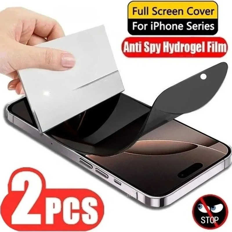 2 ชิ้นป้องกันหน้าจอ Matte Frosted ฟิล์มสําหรับ Apple iPhone 17 Air Pro Max Anti Spy ความเป็นส่วนตัว Anti Blue Light Hydrogel ฟิล์มสําหรับ Apple iPhone 16e 16 15 Plus Pro Max HD Soft Film