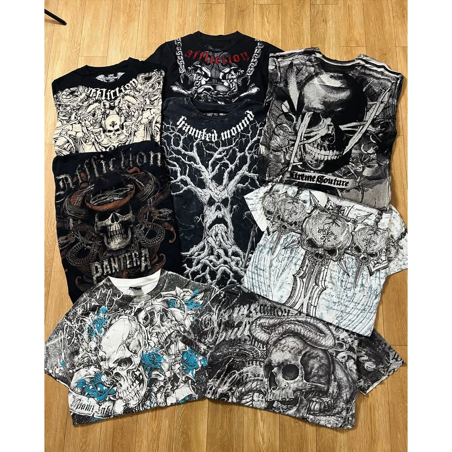 เสื้อยืดกราฟิกเรโทรแรป สไตล์วินเทจแบบอเมริกัน แขนสั้น ทำจากผ้าฝ้ายหนัก สำหรับคนชอบสไตล์.street fashion
