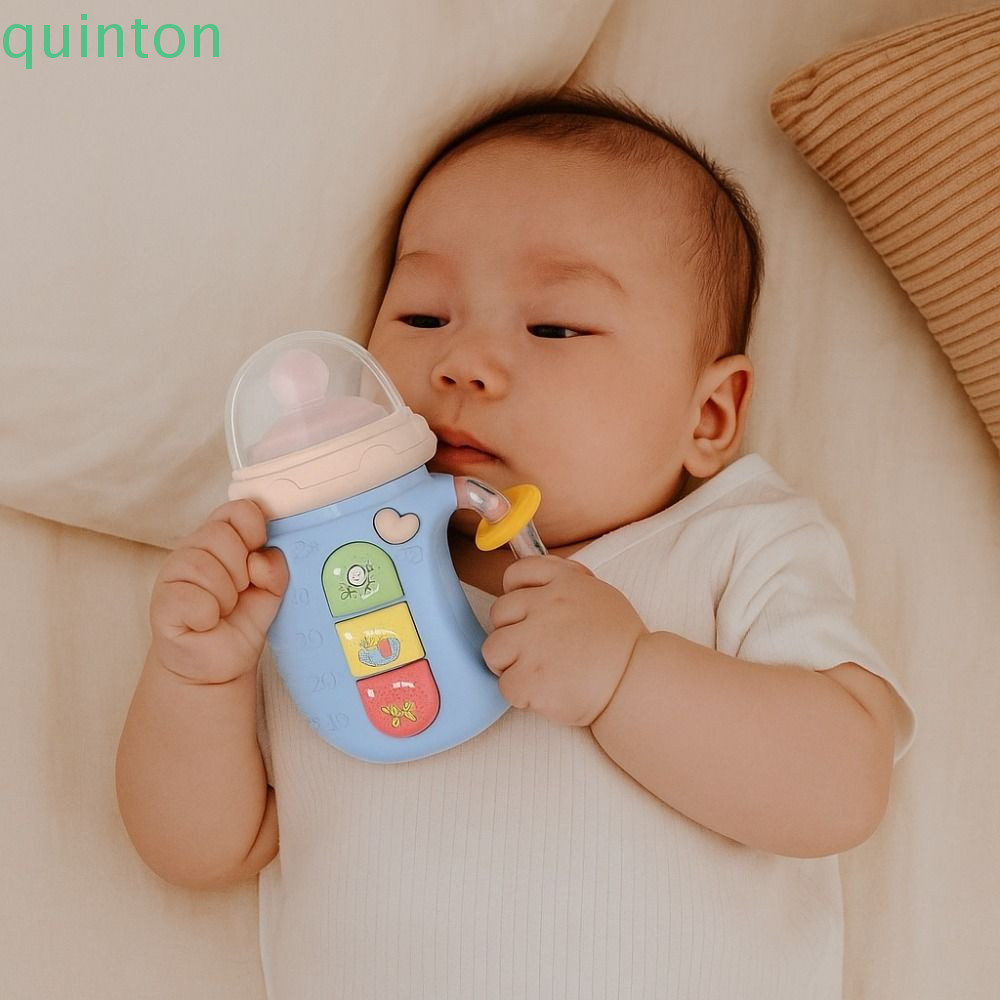 QUITON Baby Musical ขวดนม, Sensory Learning Lights และ Music Pacifier ยางกัดเขย่าแล้วมีเสียง, ของขวั