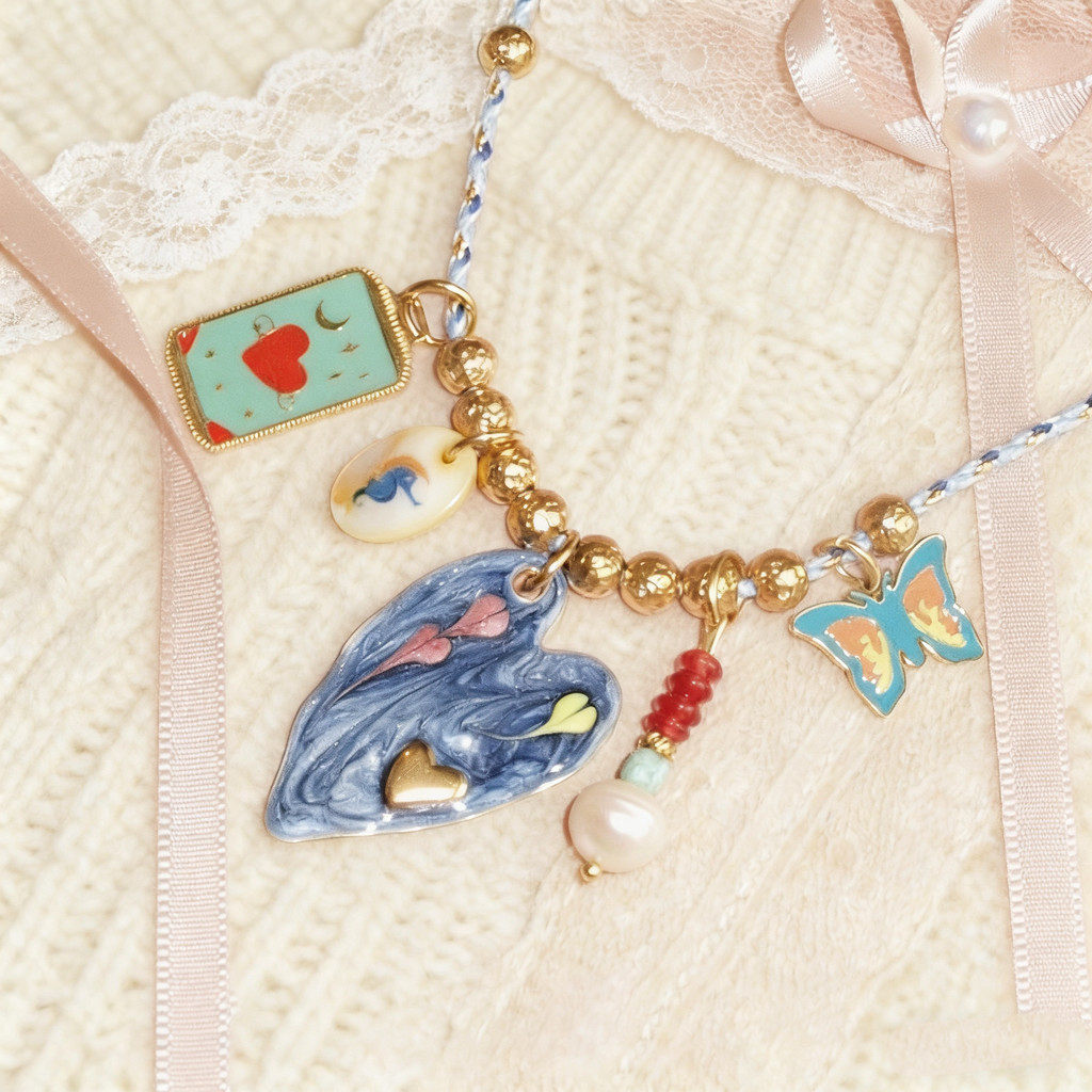 Bagii | necklace | สร้อยคอ สร้อยคอแฟชั่น ดีไซน์เก๋ จี้ลายกราฟิก โทนสีสดใส BG260070
