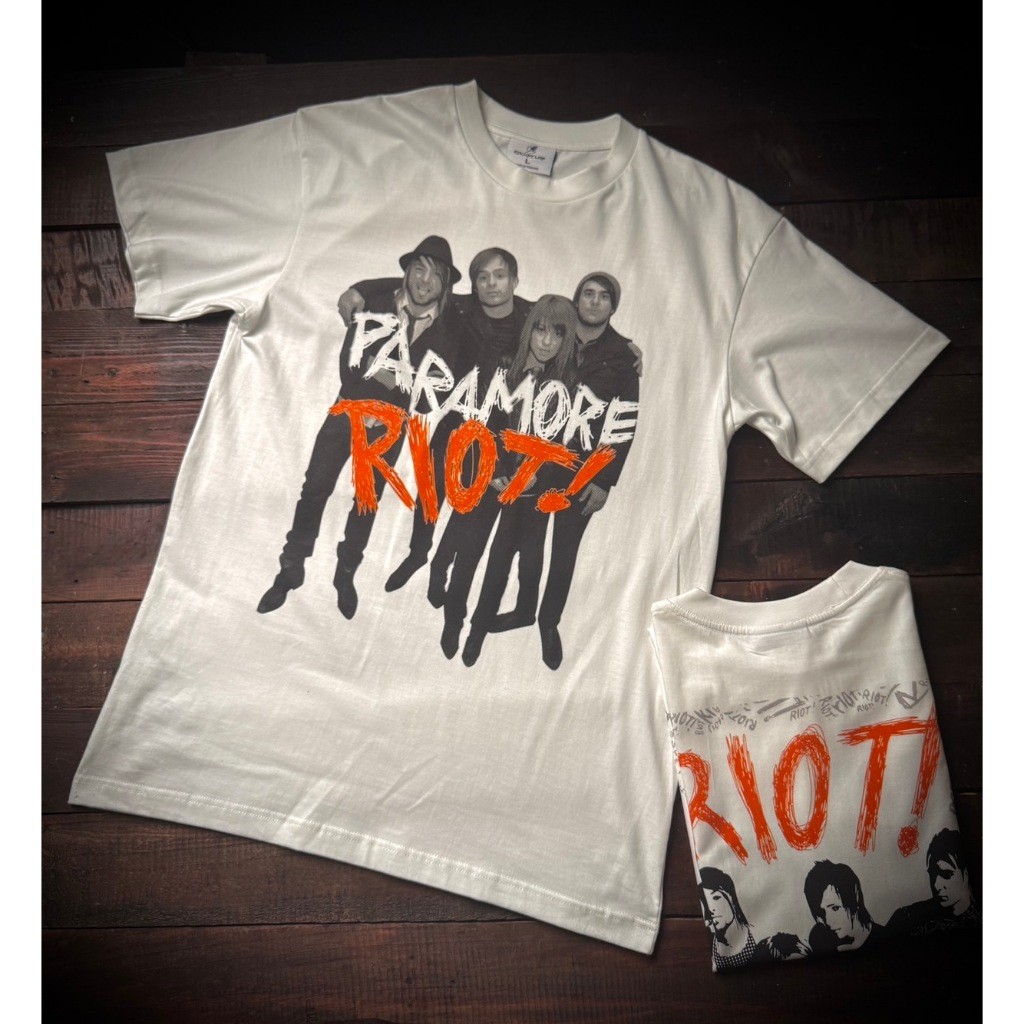 PARAMORE Rocket Lab  เสื้อยืดสีขาว ผ้าคอตตอนพรีเมี่ยม USA สกรีนแบบ DTG งานละเอียดคุณภาพสูง คมชัด