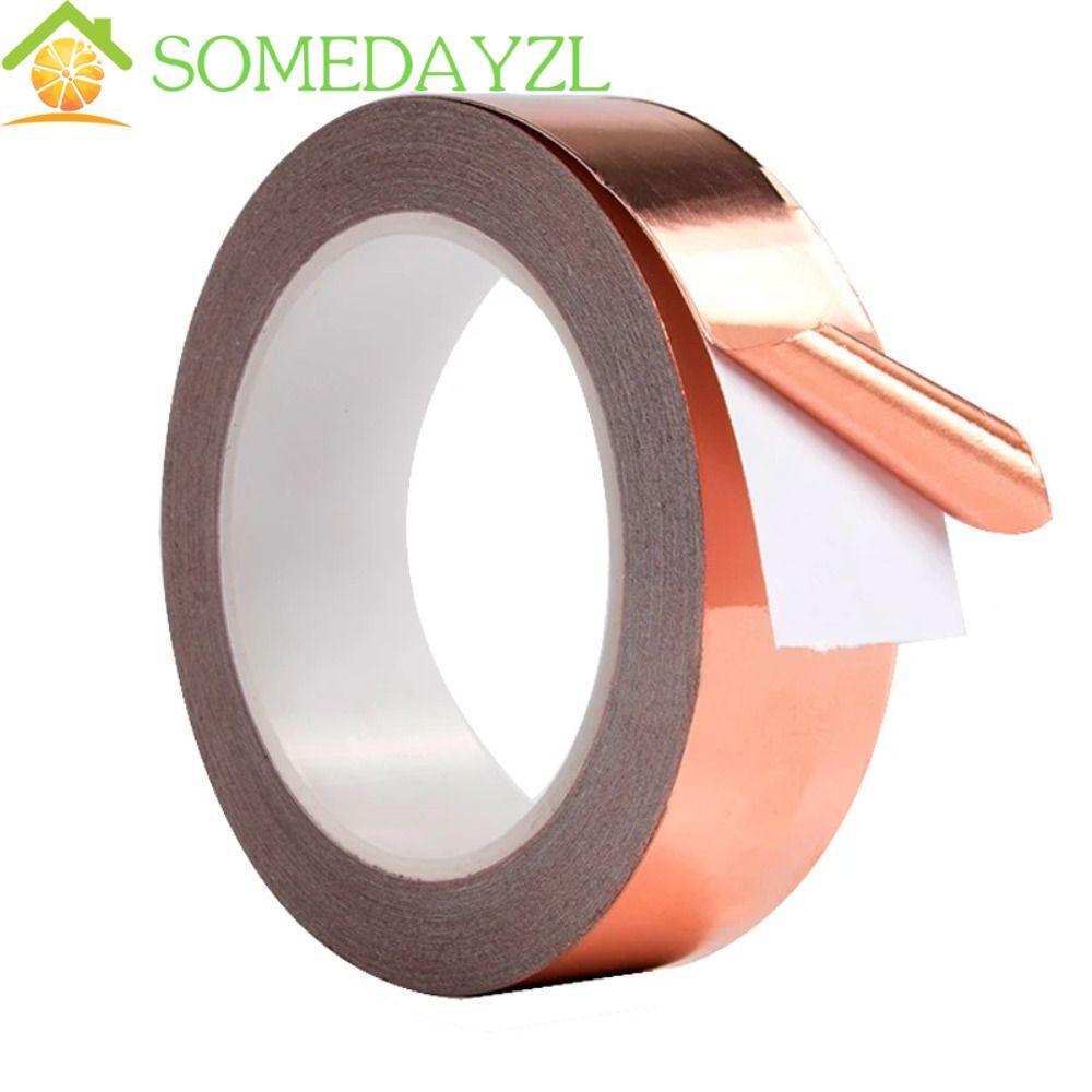 SOMEDAYZL เทปฟอยล์ทองแดง DIY ความหนา 0.05 มม. เทปทองแดงนําไฟฟ้าทนต่ออุณหภูมิสูง, การนําไฟฟ้า EMI Shielding กาวฟอยล์ทองแดงเทปคอมพิวเตอร์