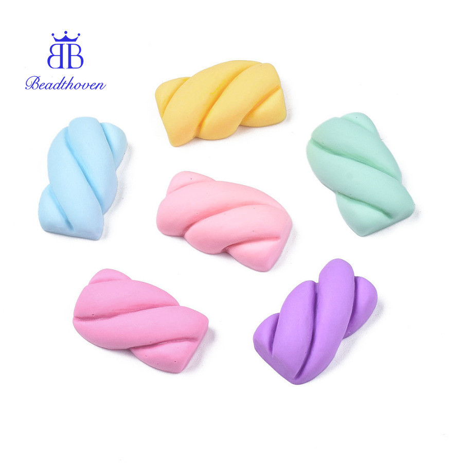 Decoden Cabochons เรซิ่นทึบแสง เสมือนมาشเมโลว์ สีผสม หลากหลายขนาด