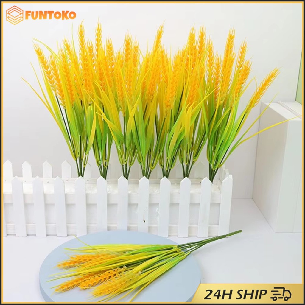 สินค้ามีคุณภาพ ต้นข้าวปลอม 7 ส้อม ข้าวปลอม สำหรับตกแต่งบ้านเสริมศิริมงคล เฮงๆรวยๆ