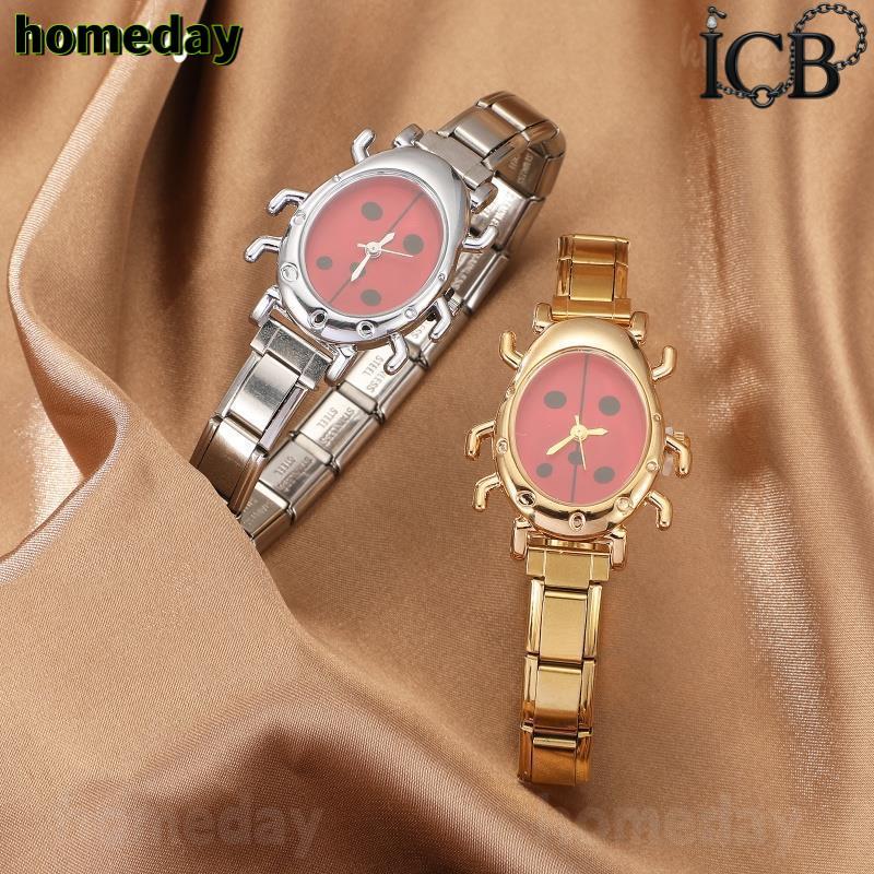 Shell Ladybug Star นาฬิกาข้อมือควอตซ์ทั้งสีสันเพื่อนที่ดีที่สุดพ่อดอกไม้อิตาเลี่ยน Charm Links Fit 9 มม.สร้อยข้อมือสแตนเลสทําเครื่องประดับ