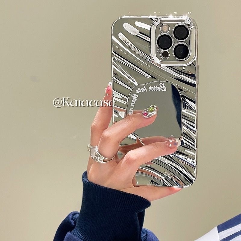 💎 【MIRROR CASE】เคสไอโฟน เคส iPhone 17 Pro Max 16/15/14/13/12/11/XS/XR ✨ ลายคลื่น🌀 + ผิวกระจกแวววาว แบบแข็ง