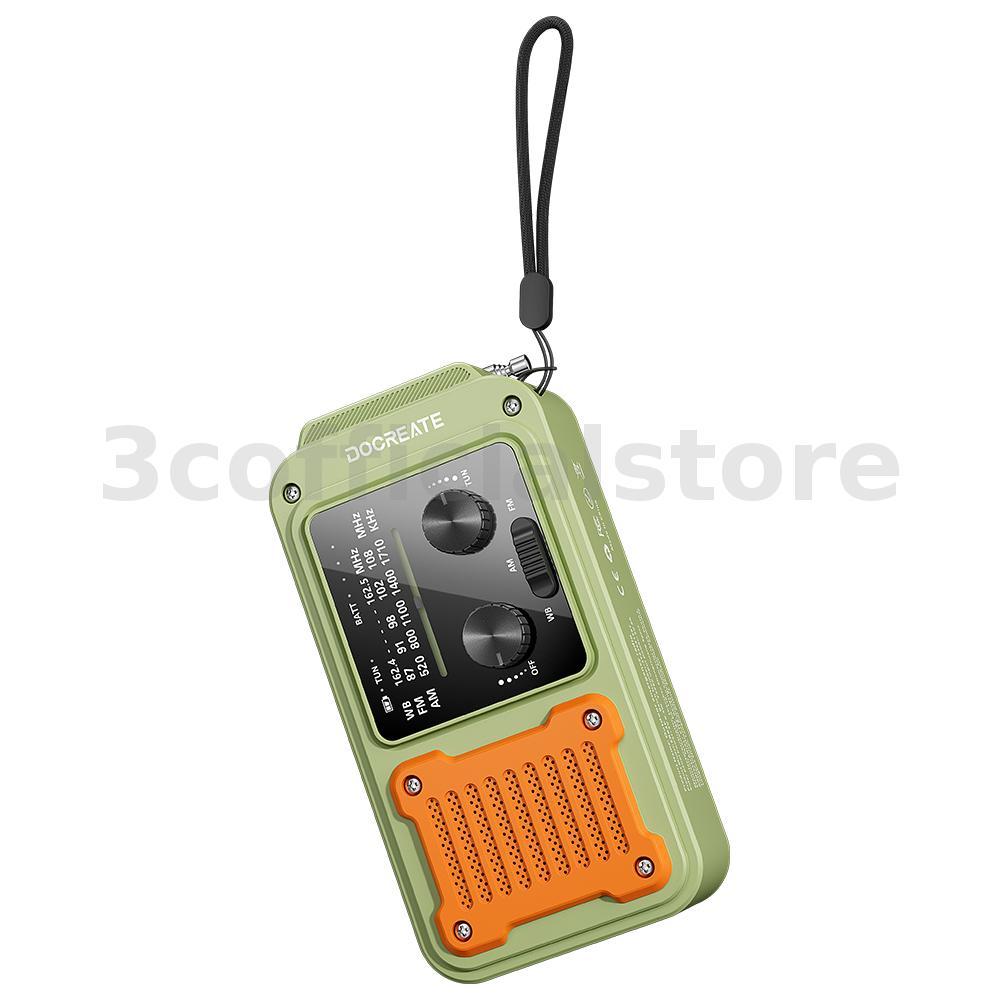 Docreate ER-64P วิทยุมือหมุนพลังงานแสงอาทิตย์ฉุกเฉิน 2000mAh แบตเตอรี่ไฟฉาย NOAA การแจ้งเตือนสภาพอาก