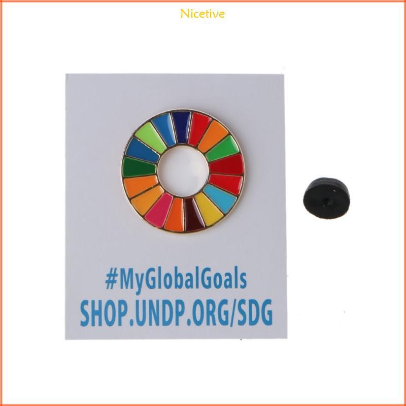 NICE Enamal 17 สี Sustainable Development Goals เข็มกลัด United Nations SDGs Pin Badge แฟชั่น Rainbo