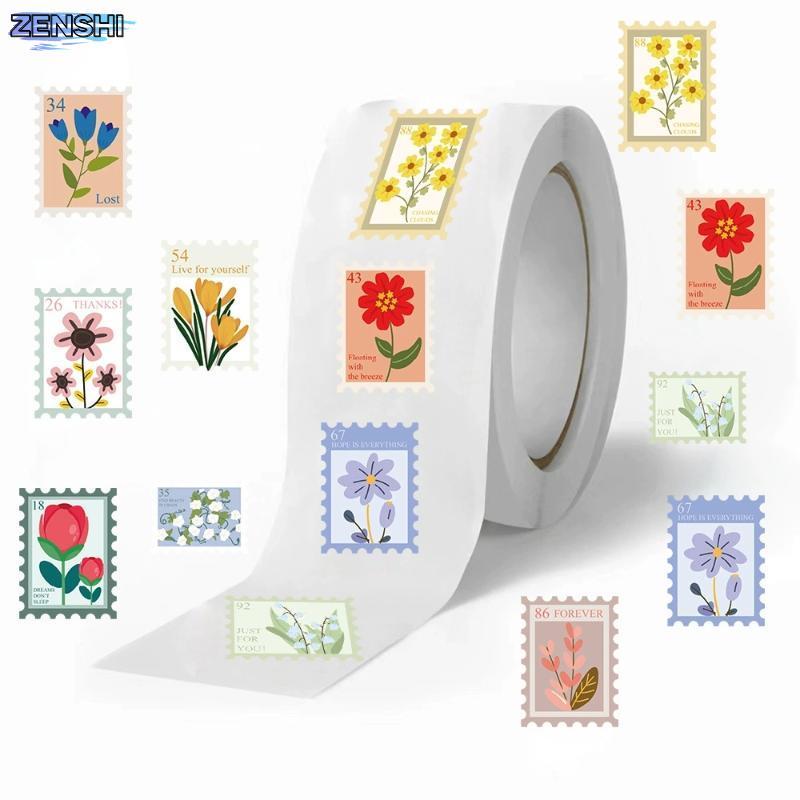 [Zen-t] 500 ชิ้นดอกไม้แสตมป์ม้วน Stier Harajuku การ์ตูน Y2k แฟชั่นสมุดภาพ Graffiti Cafe DIY Scrapboo