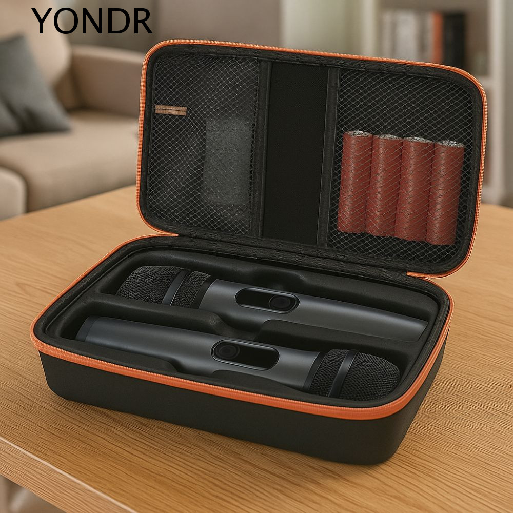 YONDR กระเป๋าใส่ไมโครโฟน, เคสไมโครโฟนไร้สายแบบวางแบบปรับได้, กระเป๋าเดินทางไมโครโฟนกันกระแทกแบบมือถือสากล Travelling