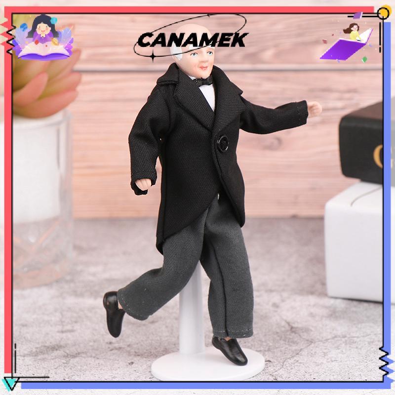[CANAMEK] 1:12 Dollhouse Miniature Porcelain Doll Model Old Man Servant Butler Doll Toy New Stock