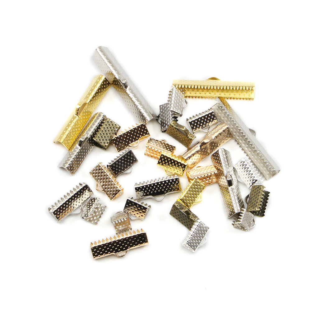 50ชิ้น ตัวปิดจบสายริบบิ้น 6-40mm สําหรับ DIY ทําสร้อยคอ สร้อยข้อมือสายหนัง เครื่องประดับ คุณภาพดี แข็งแรง