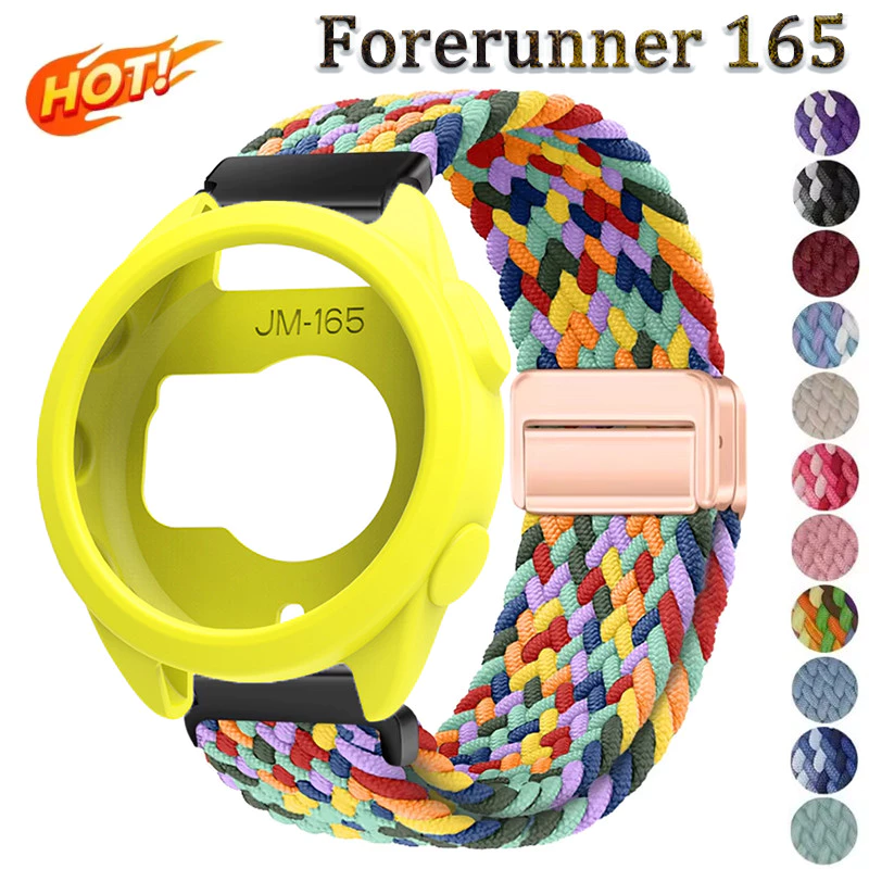สายรัดไนลอน + เคสซิลิโคนสําหรับผู้เบิกทาง Garmin 165 ฝาครอบป้องกันสําหรับผู้เบิกทาง Garmin 165 Weaving Loop Strap