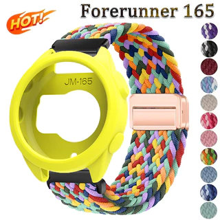สายรัดไนลอน + เคสซิลิโคนสําหรับผู้เบิกทาง Garmin 165 ฝาครอบป้องกันสําหรับผู้เบิกทาง Garmin 165 Weaving Loop Strap