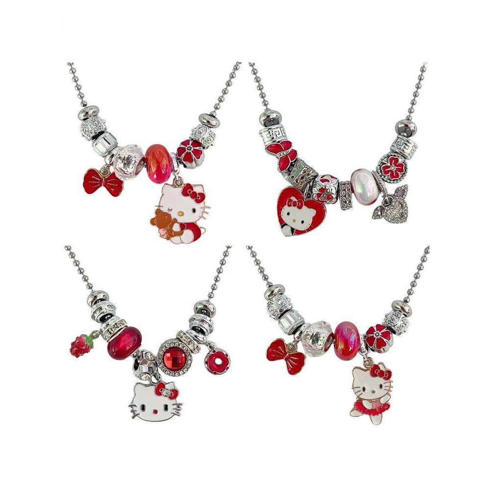 สร้อยคิตตี้ 27Usr โฮมเมด y2k จี้คิตตี้สาวฮอตสร้อยคอ Hello Kitty หวานและน่ารักออกแบบเฉพาะกลุ่มโซ่ไหปล