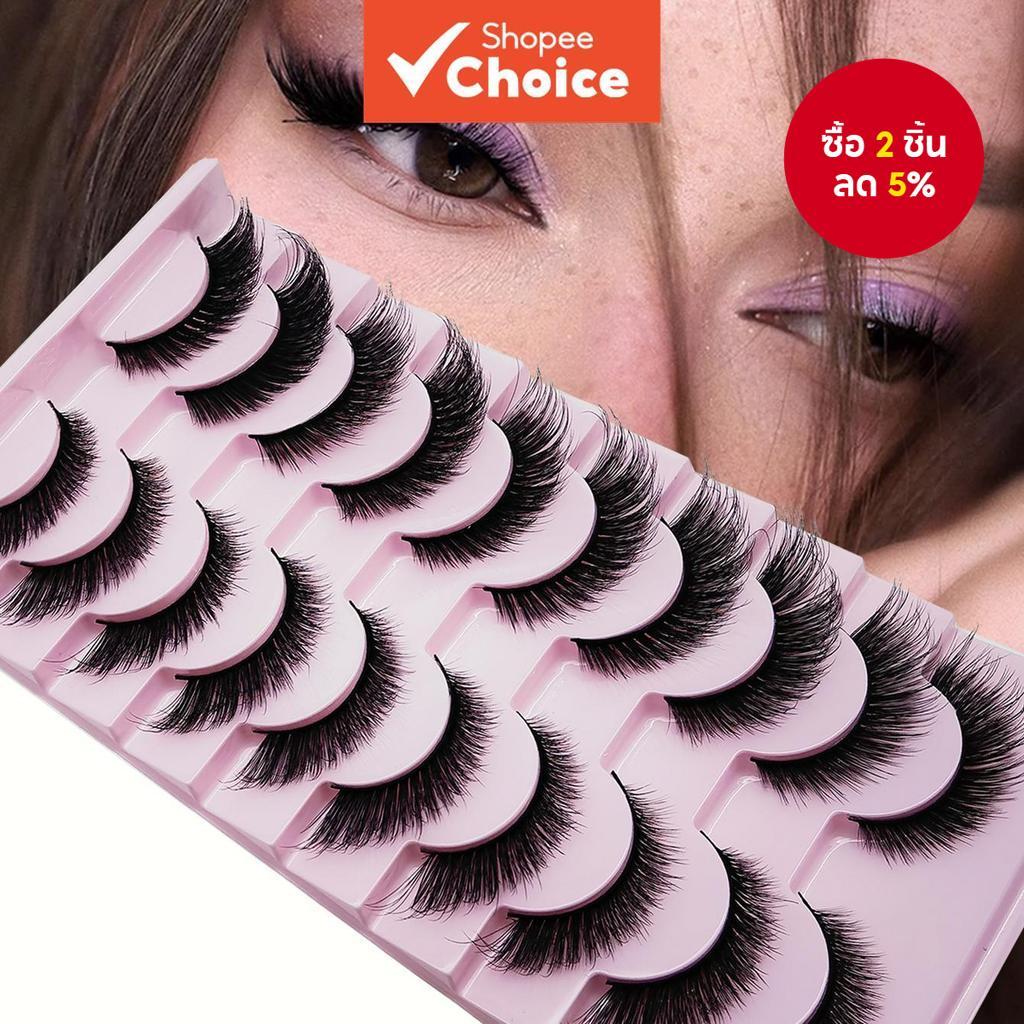 10 คู่ Mango Eye Angel Lashes, 0.63 นิ้วขยายมุมด้านนอก, Fluffy Full Strip, Natural & Eye-Catching Lo