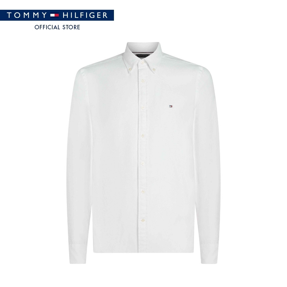 Tommy Hilfiger เสื้อ ผู้ชาย รุ่น MW0MW40458 YBR - สีขาว ทรง Slim