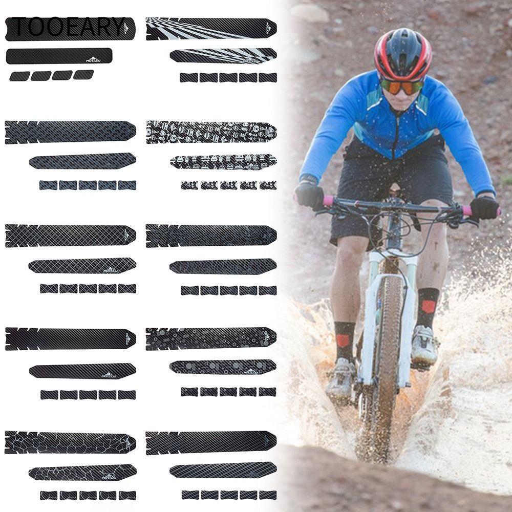 สติ๊กเกอร์กันรอยและน้ำสำหรับโซ่จักรยาน MTB สีดำ ออกแบบเพื่อปกป้องกรอบด้านล่างของจักรยาน