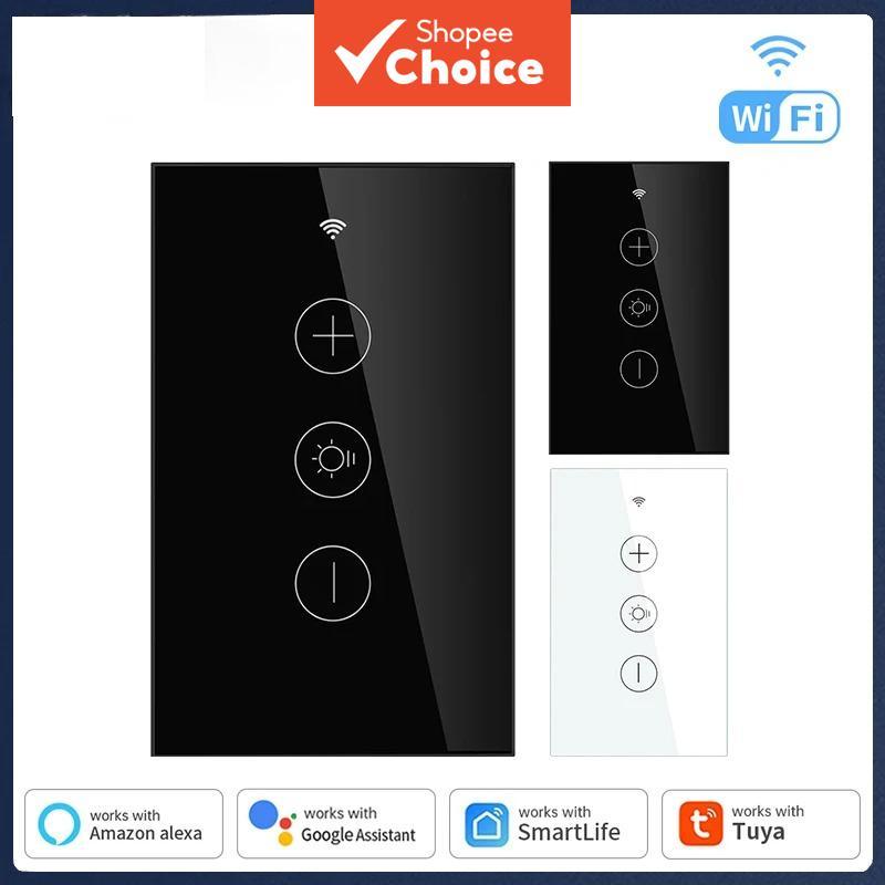 สวิตช์หรี่ไฟ WiFi สวิตช์หรี่ไฟมาตรฐาน US LED Touch Dimmer การควบคุมเสียงของ Smart Life