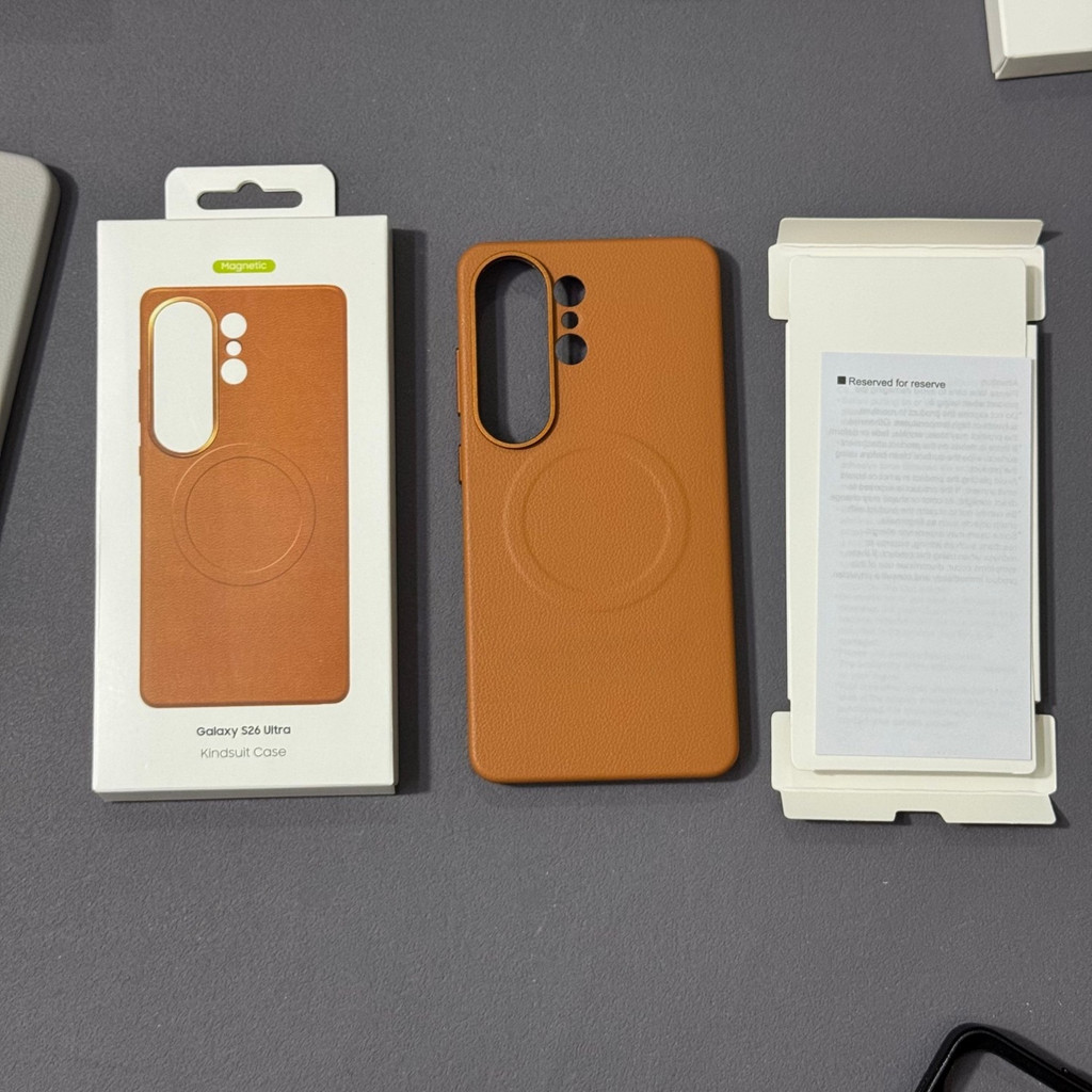 หนัง Moblie เคสโทรศัพท์สําหรับ Samsung Galaxy S26 Ultra 5G S26U ธุรกิจเลนส์โลหะ + ปุ่มแม่เหล็กชาร์จไร้สายฝาครอบป้องกัน