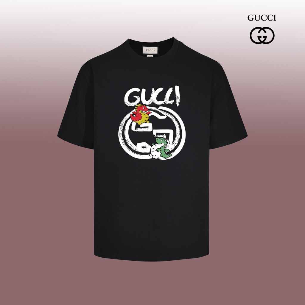 Gucci/GUCCI2026 Early Spring เสื้อยืดแขนสั้นสไตล์ใหม่ผู้ชายผู้หญิงคู่สไตล์ Original Design Slim-fit 