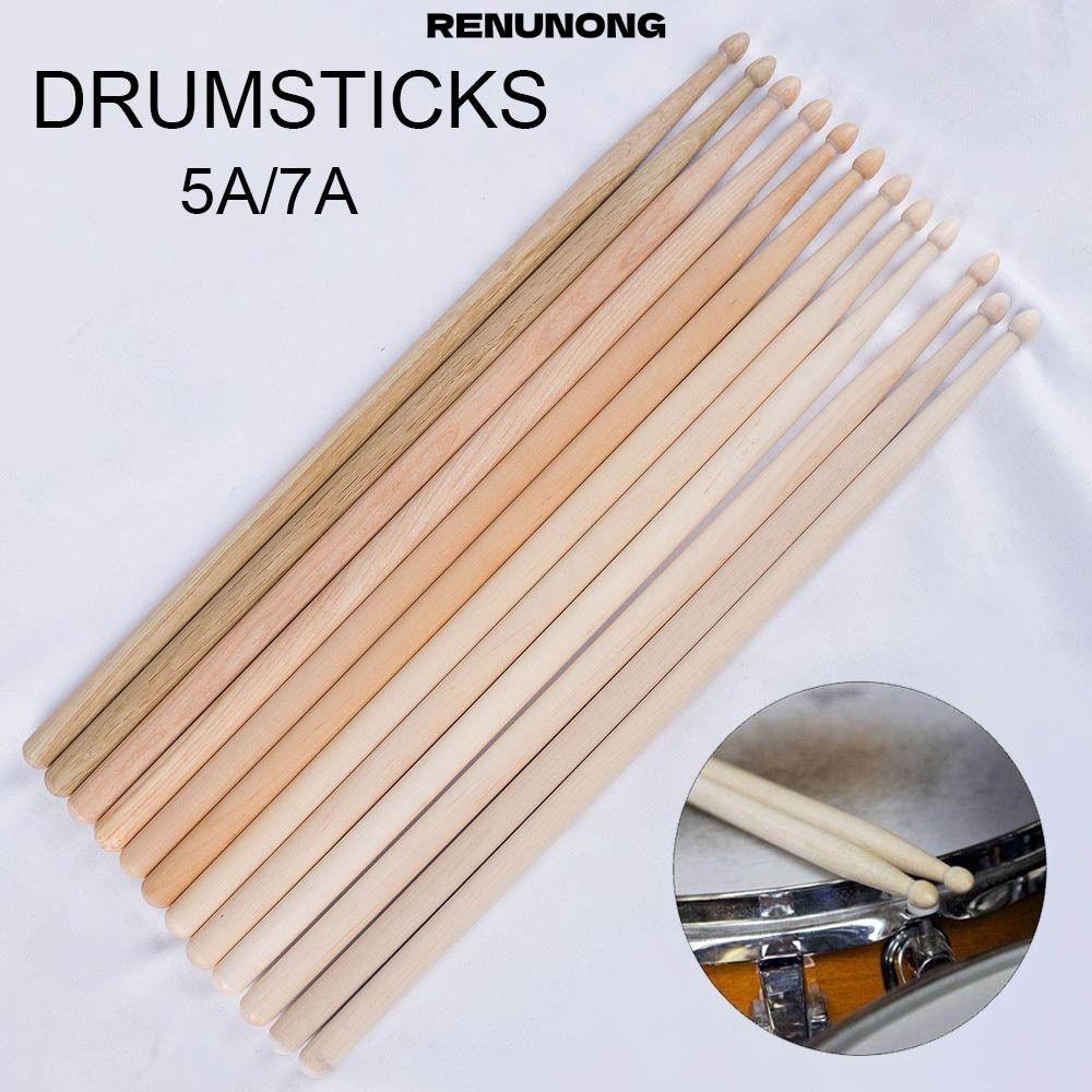 RENUNONG Drum Sticks, 1 คู่ 5A/7A Drumsticks, Classic Maple Professional Instrument อุปกรณ์เสริมกลอง