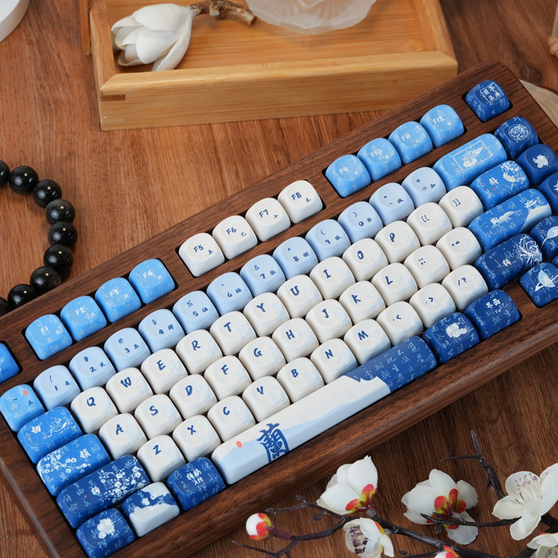คีย์แคปไทย คีย์แคป Moa Lanting Collection Keycap PBT Sublimation ที่กําหนดเองคีย์บอร์ดหมวก Blue woot