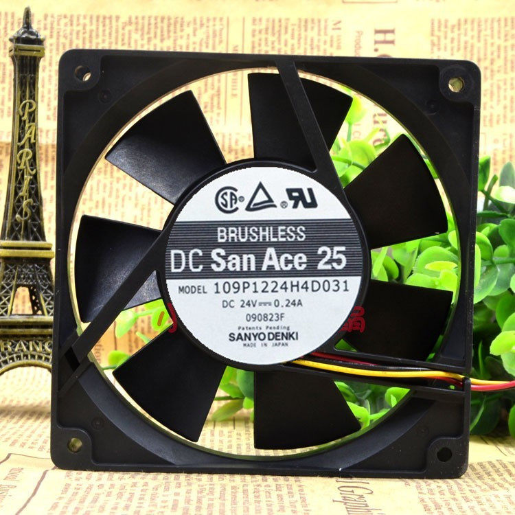 [Radiator] 109P1224H4D031 12CM 12025 24V0.24A พัดลมบอลคู่ 3 สายนําเข้า Sanyo