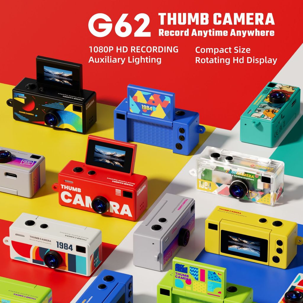 G62 Flip Screen Mini Thumb Camera Photo Video Small Sports Camera Pocket Childrens Gift