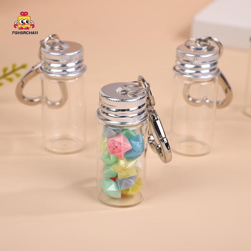 FG 1/3 ชิ้น Mini Wishing ขวดพวงกุญแจขวดที่ว่างเปล่า DIY หัตถกรรมสําเร็จการศึกษางานแต่งงาน Decor ขวดแก้วโปร่งใส HS