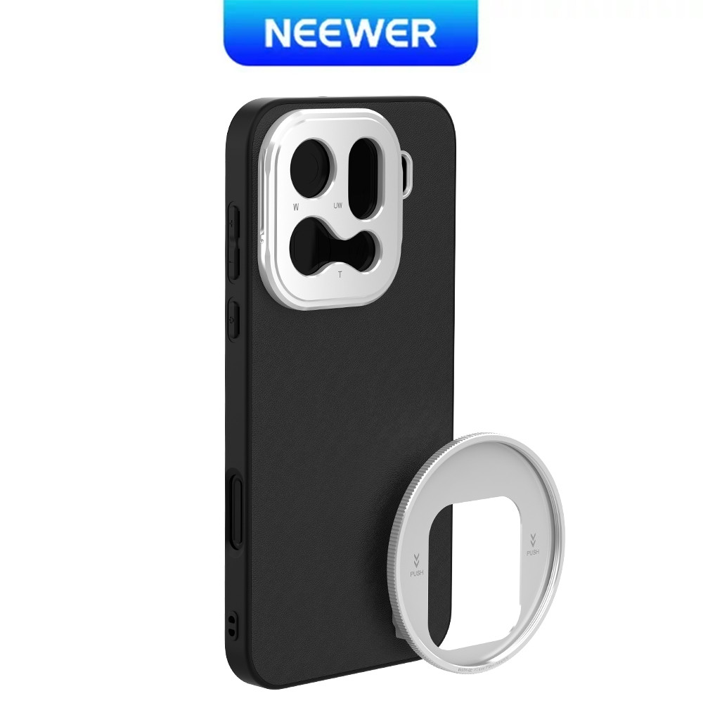 NEEWER PA176 OPPO Find X9 Pro Case – อะแดปเตอร์เลนส์/ตัวกรอง + การชาร์จแบบไร้สาย (สีดํา+เงิน)