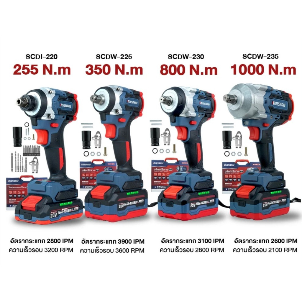 🔥ส่งเร็ว ถูกสุด🔥 MASARU บล็อกไฟฟ้า รุ่น SCDW-225 SCDW-230 SCDW-235 SCDI-145 SCDI-155 SCDI-240 SADW-2