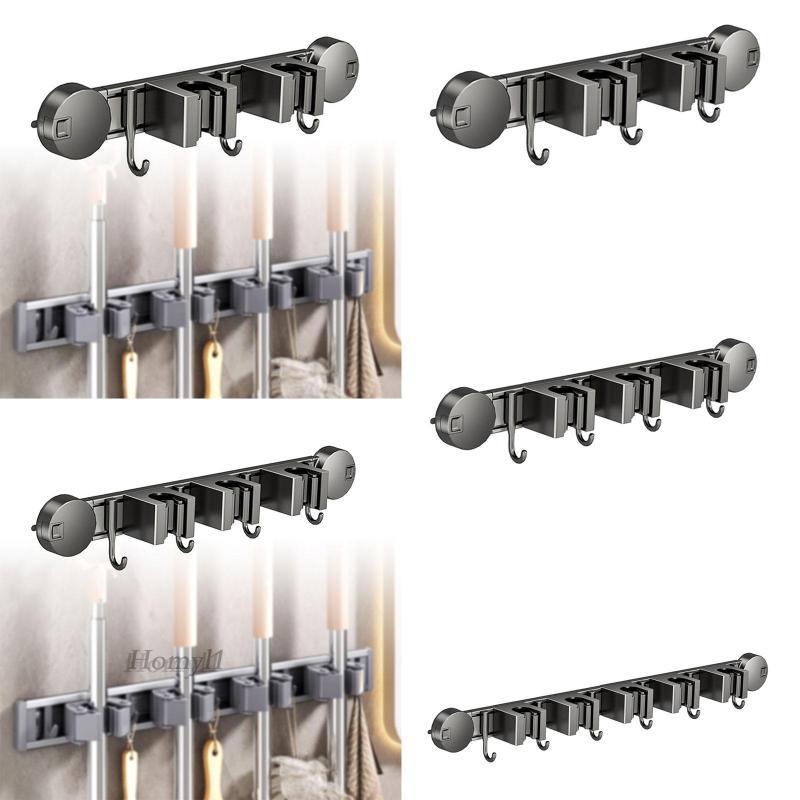[Homyl1] Mop and Broom Holder Hanger Anti Slip Wall Hanging Mop Broom Organizer for Home Laundry Roo
