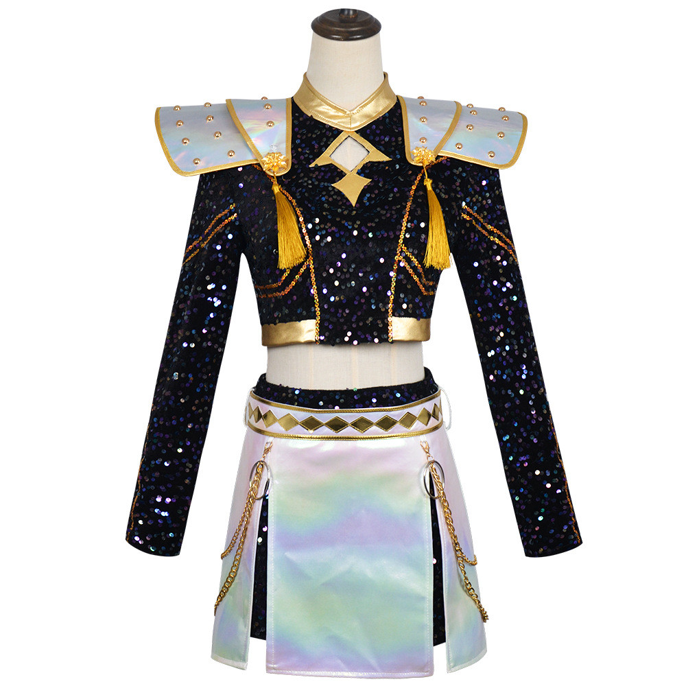 K-POP Witch Cosplay Costume Halloween Mira Black Gold Stage Outfit Zoe Lumi Cosplay Set