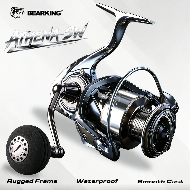 BEARKING ATHENA-SW Spinning Reel จานเกียร์ทองเหลือง ลดเกียร์สําหรับหล่อยาว 3000-6000 Series 11+1BB โลหะ Anti-sal & กันน้ําน้ําเค็ม Fishing Reel (15KG)