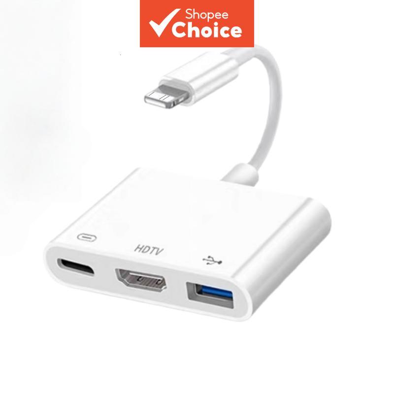3-in-1 OTG สําหรับ iOS เป็น HDMI HDTV ชาร์จอะแดปเตอร์ USB Audio Video Sync Hub Pro
