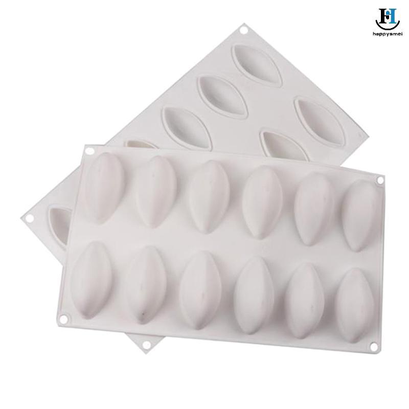 [GA] 12 Cavity Silicone Cake Fondant Mold Form Quynelle Shaped Mould Mousse Cake Tool [TH]