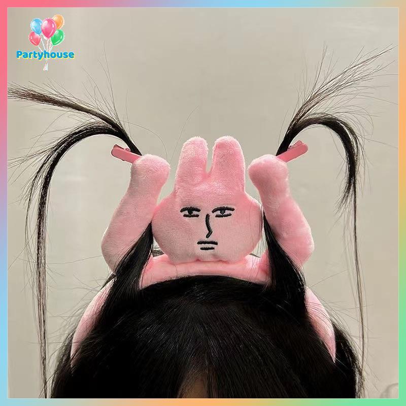 UVIG> Quirky Pink Rabbit Hair Bands Hair Wash Hair Accessories Female Hair Card Head Accessories ใหม
