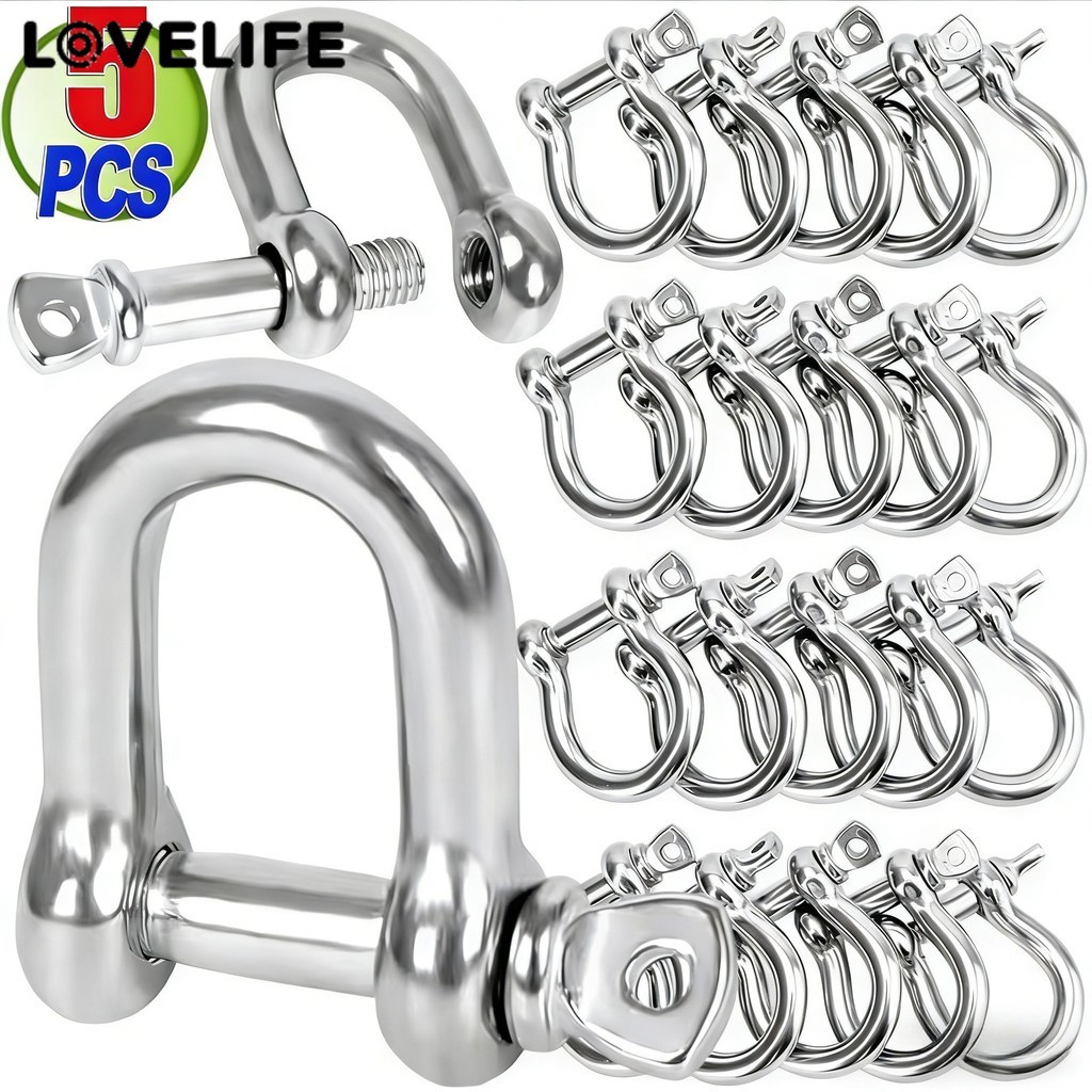 [AUTO&3C]2/3/5PCS - Heavy Duty Stainless Steel D-Shackle | การออกแบบที่ป้องกันการกัดกร่อนและรับน้ําหนัก | หลายขนาดสําหรับริกกิ้ง/รีคัฟเวอรี่