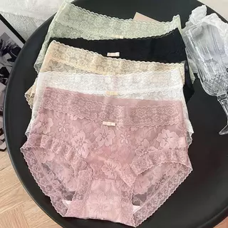 【M-XL】กางเกงในสตรี กางเกงในลูกไม้เซ็กซี่ ทำจากผ้าไหมน้ำแข็ง นุ่มสบาย ขอบเอวยางยืด ไม่รัดต้นขา ดีไซน์ป้องกันการเสียดสี