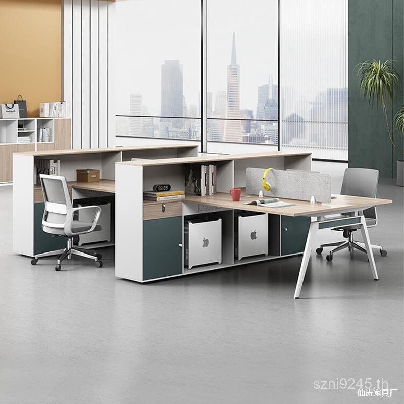 โต๊ะ Four-Person Double Office Staff ที่นั่งโต๊ะทํางานพนักงานการ์ดที่นั่งโต๊ะเก้าอี้รวมกันการเงิน SR