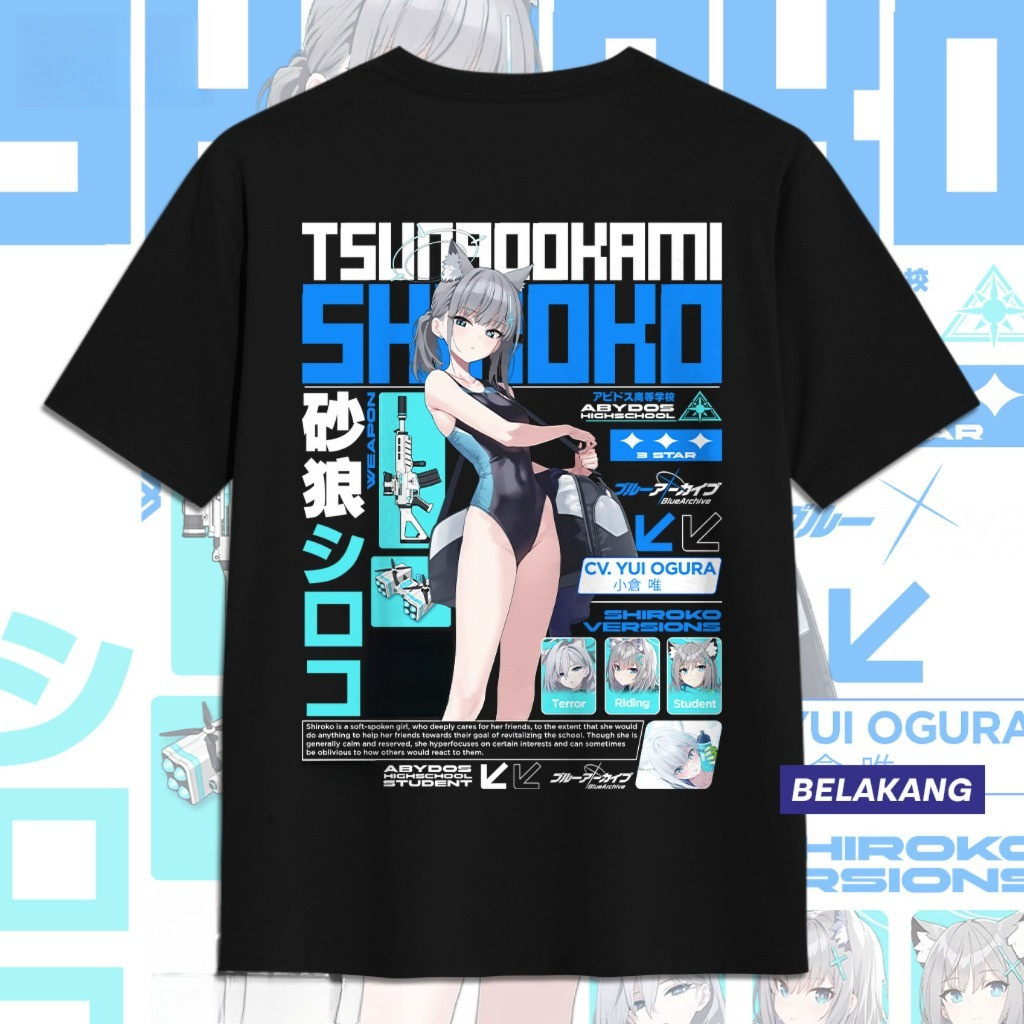 SHIROKO BLUE ARCHIVE SWIMSUIT DB BLUE ARCHIVE SUNAOOKAMI SHIROKO SWIMSUIT Unisex อะนิเมะเกมเสื้อยืดส