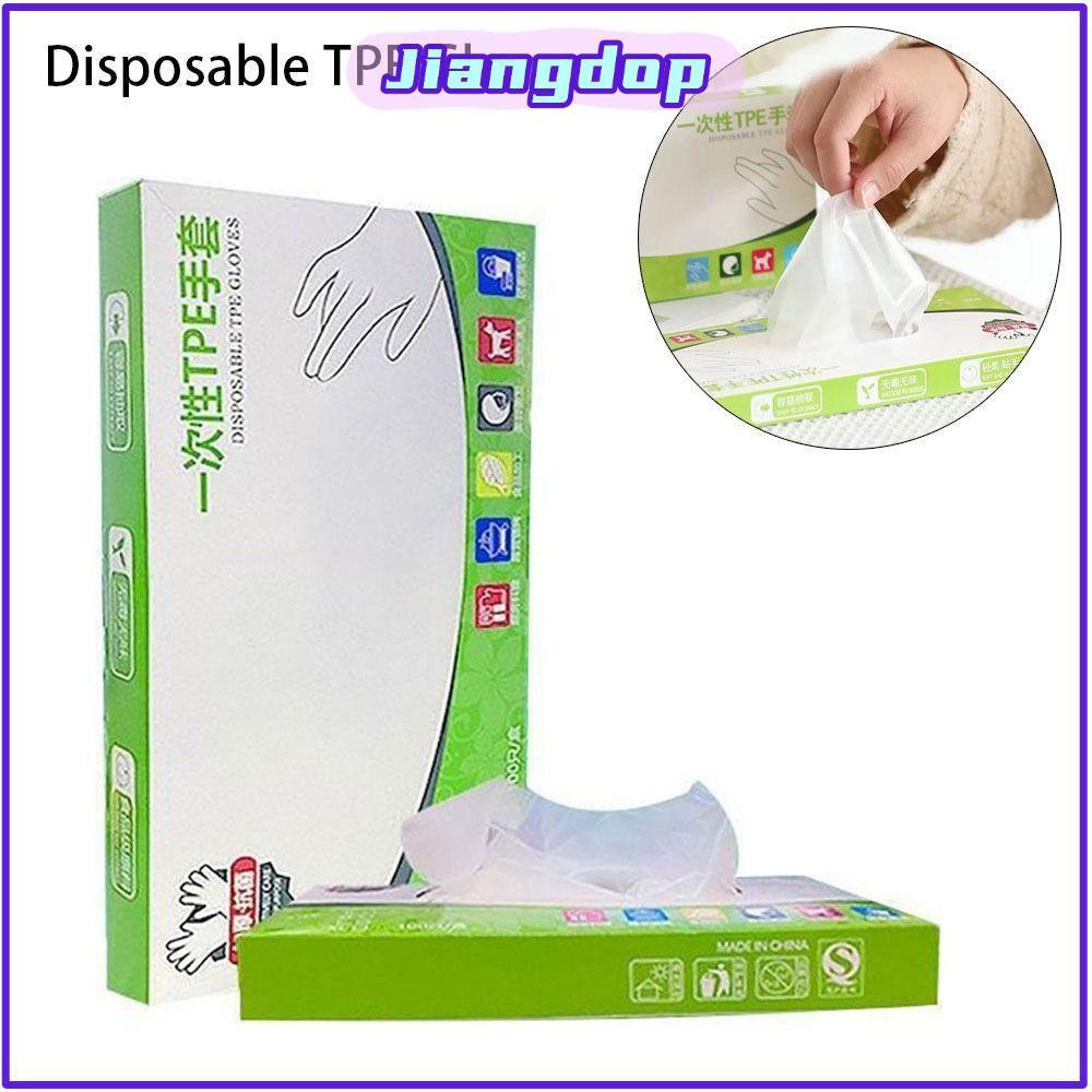 JIANG ถุงมือTPEแบบใช้แล้วทิ้ง กันน้ำมันทนกรด เกรดอาหารระดับสูง ใส ไม่มีกลิ่น สำหรับทำอาหาร 100ชิ้น