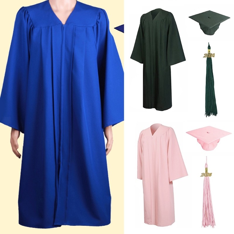 Zzz 2024 สําเร็จการศึกษา Gowns หมวกพู่ชุดสําเร็จการศึกษาหมวกและ Gowns สําเร็จการศึกษา Robe กับ Tasse