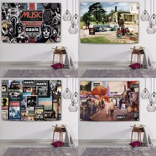 OASIS ผ้าธงแขวนร็อค Oasis Band ผ้าพื้นหลังบาร์ ตกแต่งคอนเสิร์ต ผ้าแขวนหอพัก ผ้าแขวนข้างเตียง ผ้าแขวนสตูดิโอพร้อมแพ็คเกจก