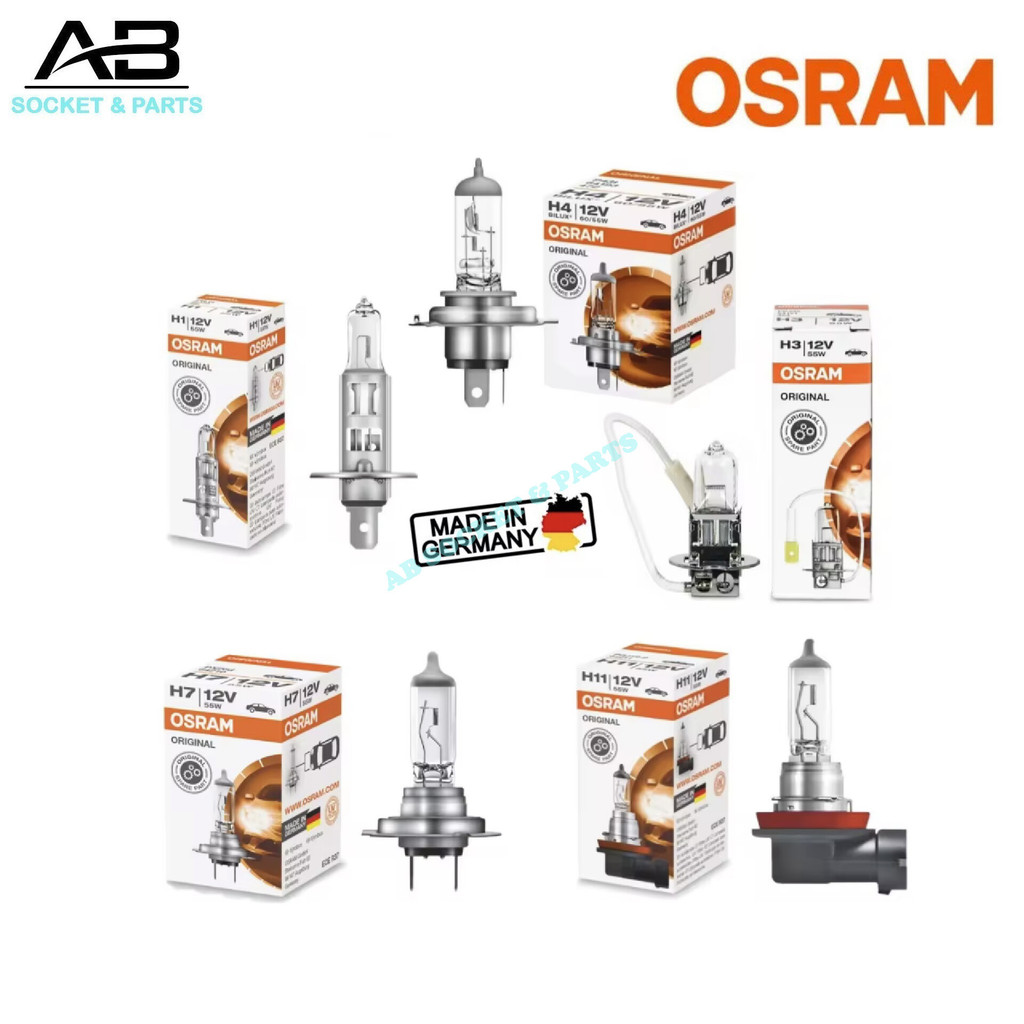OSRAM 12V หลอดไฟฮาโลเจน H1 H3 H4 H7 H8 H9 H11 HB3 HB4 HIR2 T10 T15 T20 7506 7528