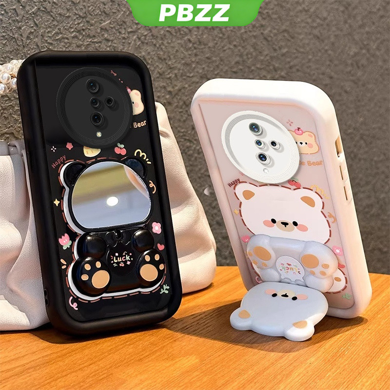 PBZZ เคสสําหรับ VIVO S1 PRO VIVO S1 เคสโทรศัพท์ Softcase ซิลิโคนกันกระแทก ดีไซน์ใหม่ ความงาม กระจกหมุนได้ หมีน่ารักพร้อมที่วาง JTXXZJ01