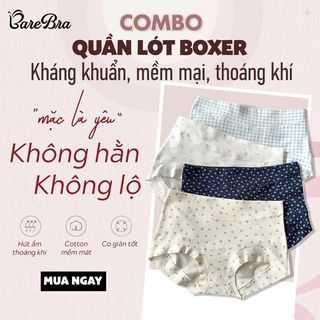 Quần Lót, Quần Boxer Nữ Cotton  Kháng Khuẩn Không Hằn Viền Ôm Trọn Vòng 3 Mềm Mịn Co Giãn Tốt