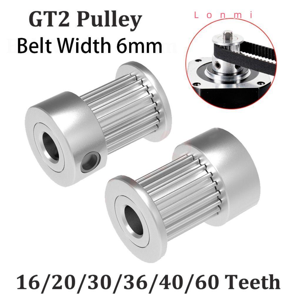 LONMI 2GT Pulley, Timing Pulley 16 20 36 40 60 ฟัน GT2 Pulley, Gear Printer Parts Belt Wide 6mm Bore