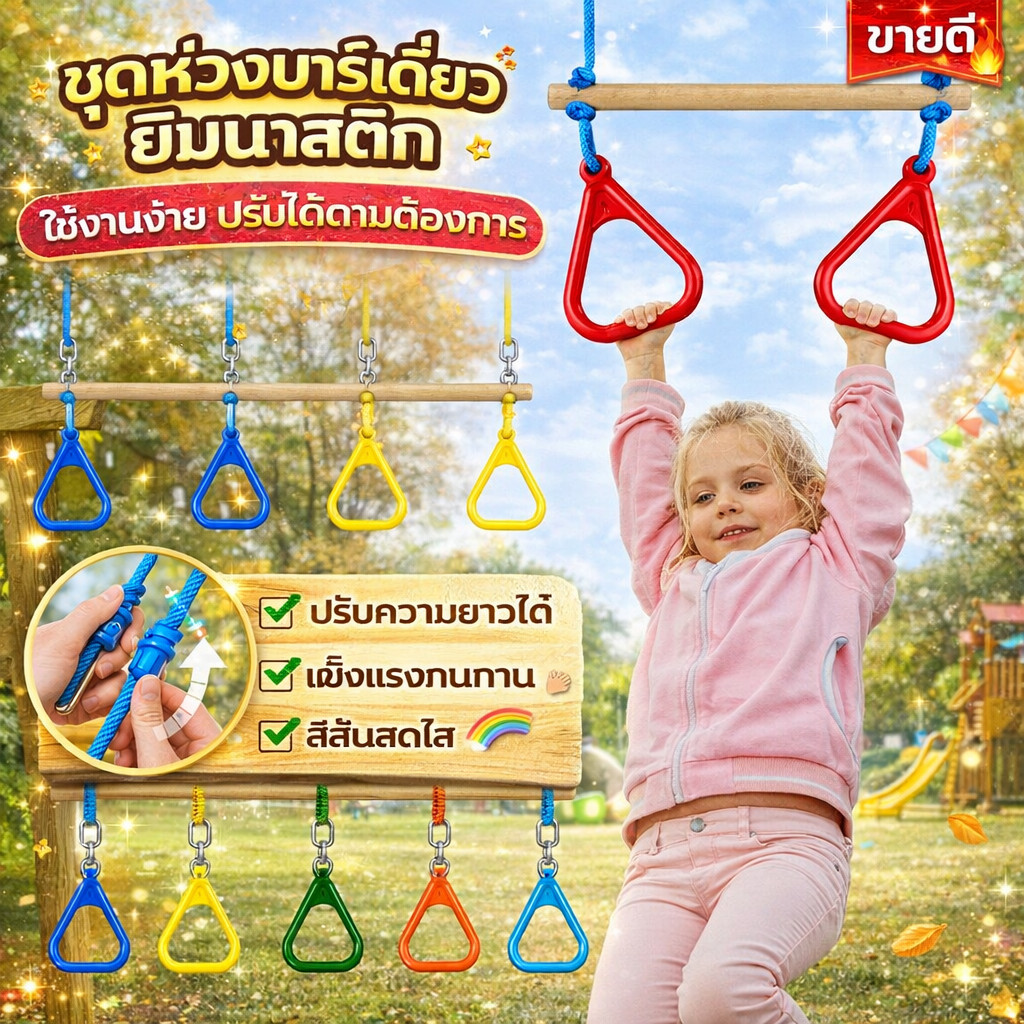 ชิงช้าเด็ก กลางแจ้ง ในร่ม เชือกบันไดพลาสติก เกมสนามเด็กเล่น รับน้ำหนัก120กกแดง เหลือง